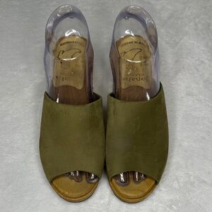 Jonahs Clogs Made in Sweden Open Toe Wooden Sole Mules 36